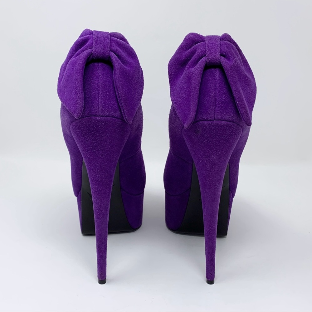 Giuseppe Zanotti Vintage Debra Suede Platform Pumps (Sz EU 39) Bow-Back Purple - Picture 6 of 16